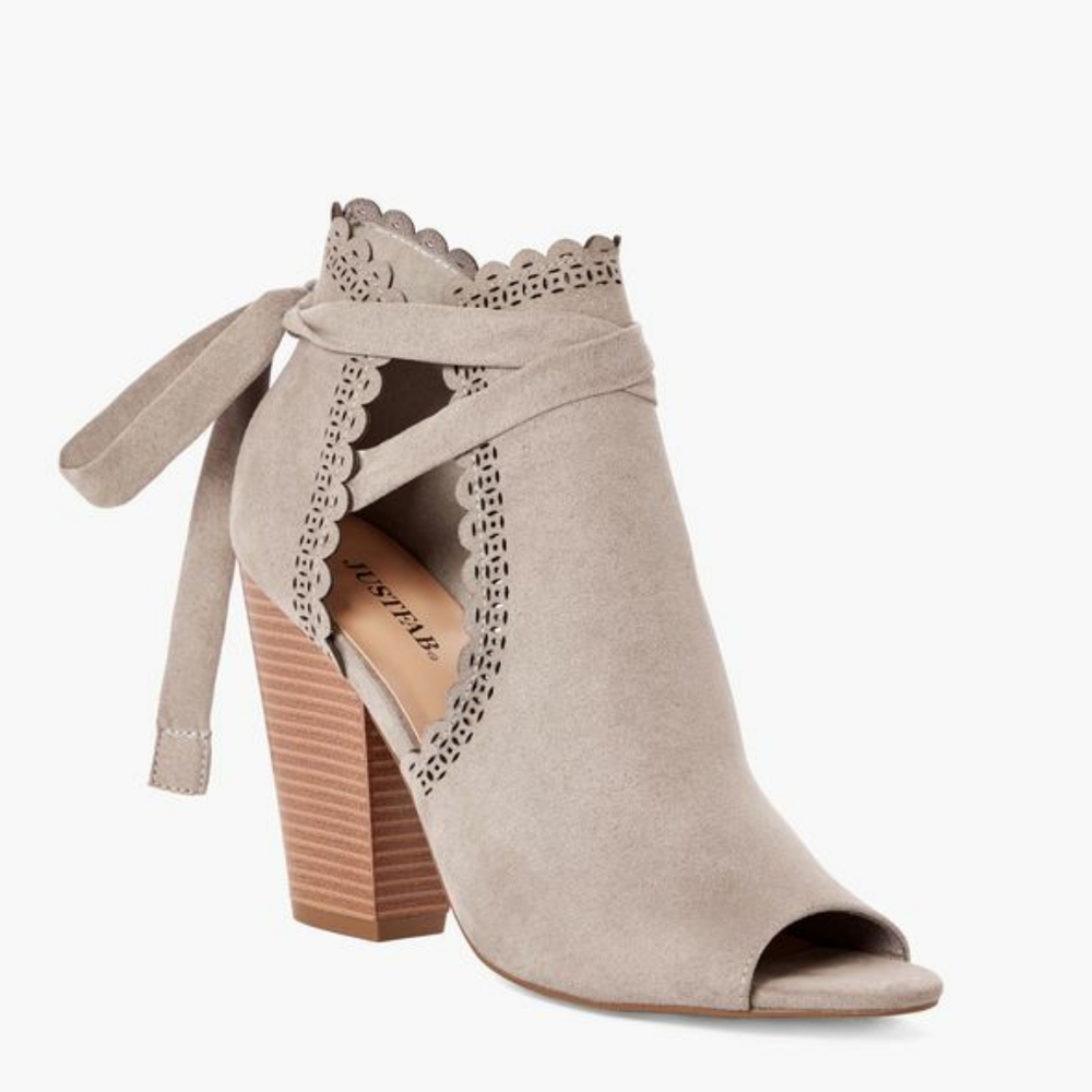 Scalloped open toe bootie